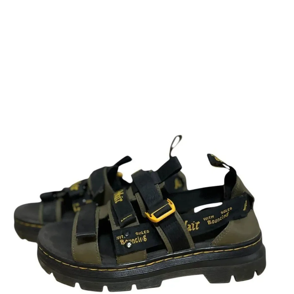 Dr Martens Pearson II Webbing Sandals Olive Green Men's Sz 8 Women's Sz 9